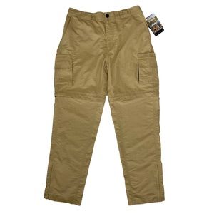 SWISS ALPS double duty cargo shorts. Size: Medium. Color: Khaki